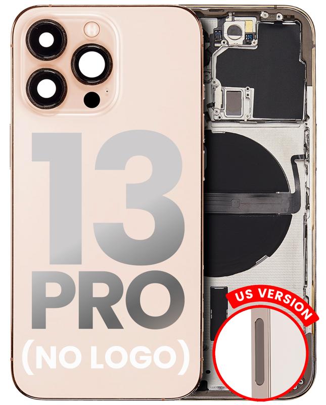 Tapa trasera para iPhone 13 Pro con componentes pequenos pre-instalados (Version US) Sin logo (Dorado)