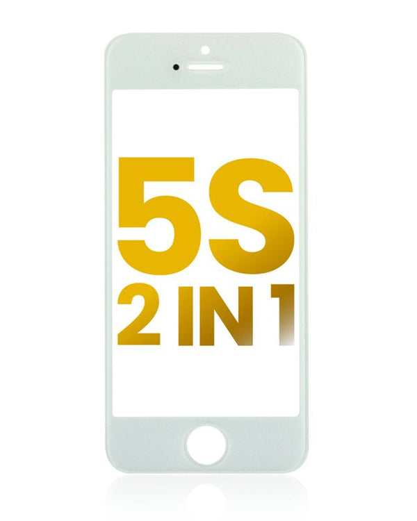 Cristal frontal con marco para iPhone 5S (Pack de 2) (Blanco)