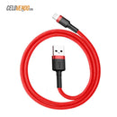 Cable tipo USB - Tipo C Marca Baseus | Linea Cafule | Carga Rapida 2A | 2 Metros de Largo | Color Rojo