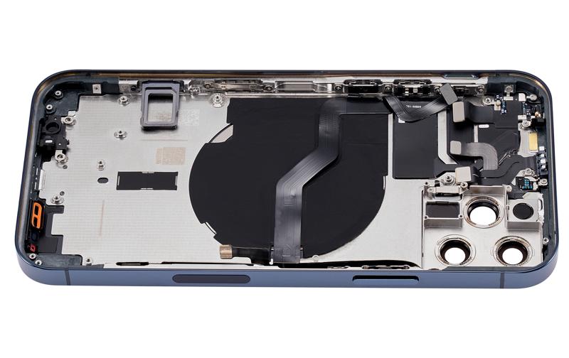 Tapa trasera para iPhone 12 Pro (Versión EE.UU.) Azul Pacífico con componentes pequeños pre-instalados sin logo