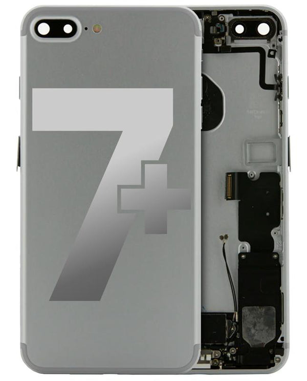 Tapa trasera para iPhone 7 Plus con componentes pequeños pre-instalados (Plata)
