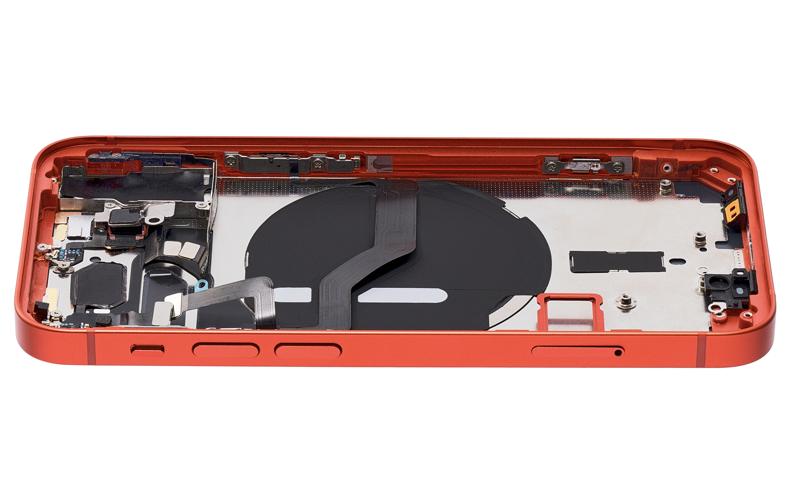 Tapa trasera para iPhone 12 Mini rojo con componentes pequeños pre-instalados