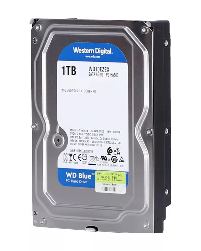 Disco duro interno 3.5" HDD - 1TB, 7200 RPM (26MM) (WD Blue) (Usado original: Grado A)