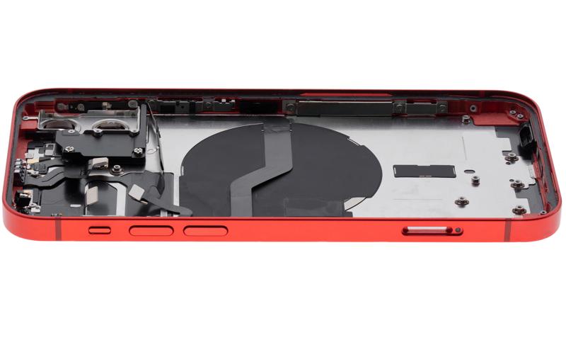 Tapa trasera con componentes pequenos pre-instalados para iPhone 12 (Version internacional) (Rojo)