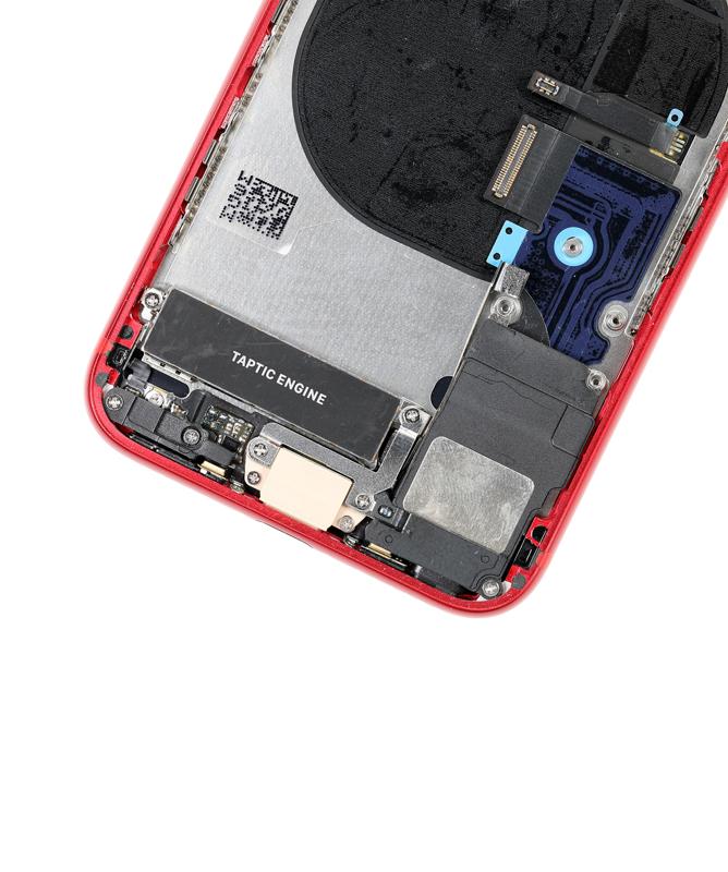 Tapa trasera con componentes pequenos pre-instalados para iPhone 8 (Sin logo) (Rojo)