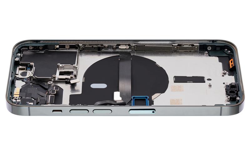 Tapa trasera para iPhone 13 Pro con componentes pequeños pre-instalados (Sin logo) (Versión US) (Verde alpino)