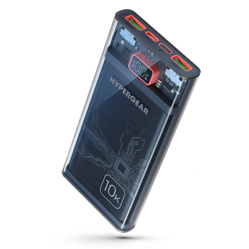 HYPERGEAR CLEARCHARGE POWERBAKN 10000mAh TRANSPARENTE