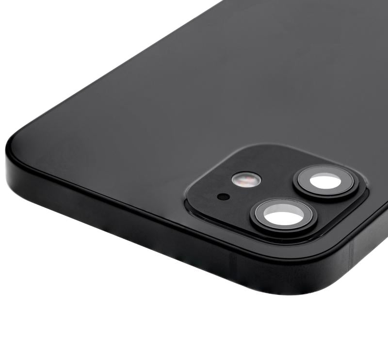 Tapa trasera para iPhone 12 con componentes pequeños pre-instalados (Versión internacional) (Original usada: Grado A) (Negro)