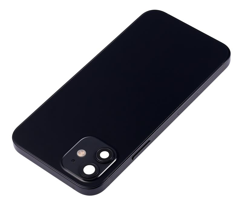 Tapa trasera para iPhone 12 con componentes pequeños pre-instalados (Versión EE.UU.) (Negro)