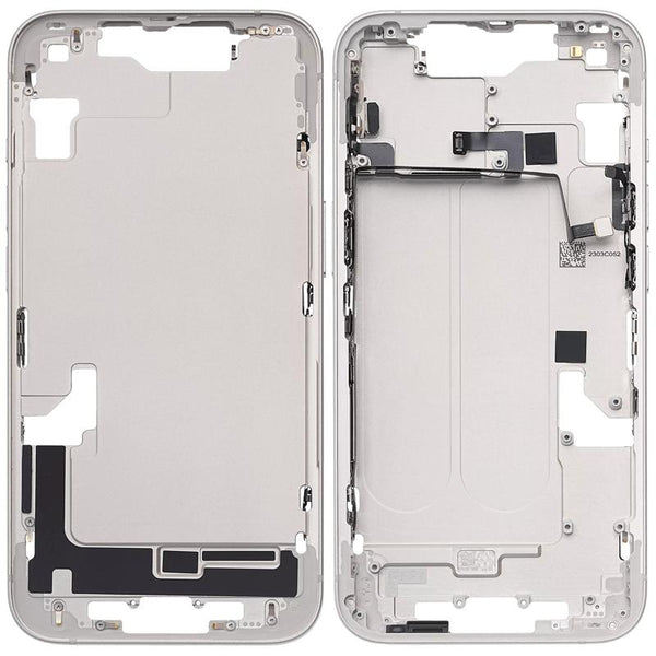 Carcasa media con botones de encendido y volumen para iPhone 14 (Usada, original, Grado C) (Starlight)