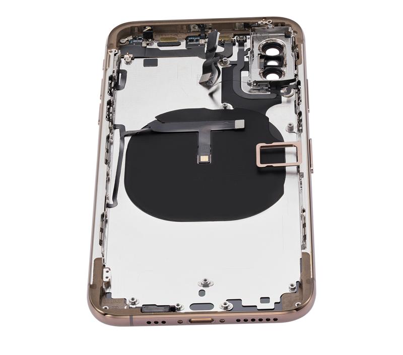 Tapa trasera para iPhone XS con componentes pequenos pre-instalados (Dorado)