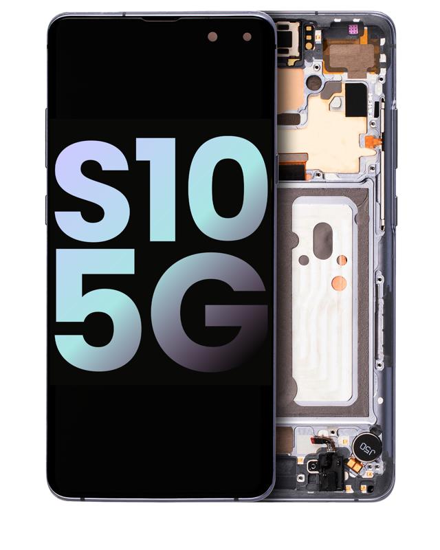 Pantalla OLED para Samsung Galaxy S10 5G con marco (Original) (Negro Majestuoso)