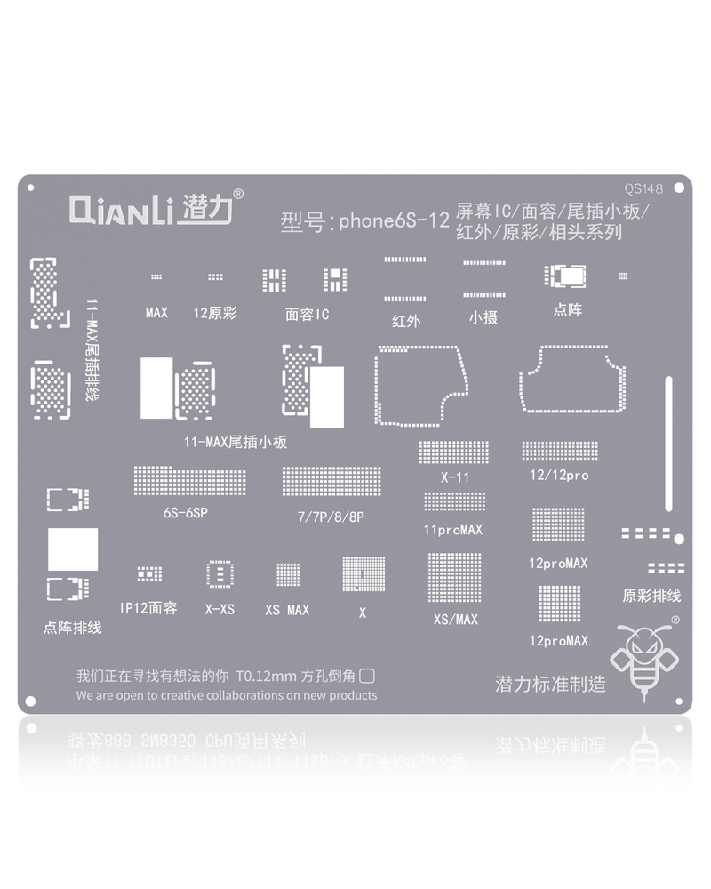 Stencil para face ID y true Tone iPhone 6S al iPhone 12