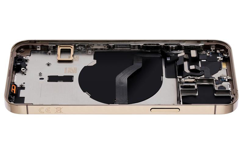 Tapa trasera con componentes pequeños pre-instalados para iPhone 12 Pro (Sin logo) (Versión internacional) (Dorado)