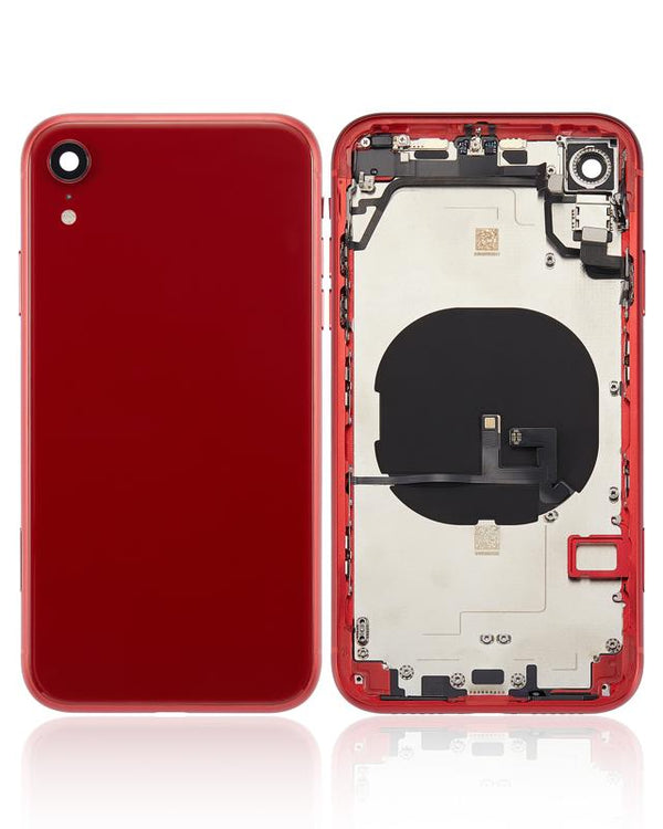 Tapa trasera para iPhone XR con componentes pequenos pre-instalados (Sin logo) (Rojo)