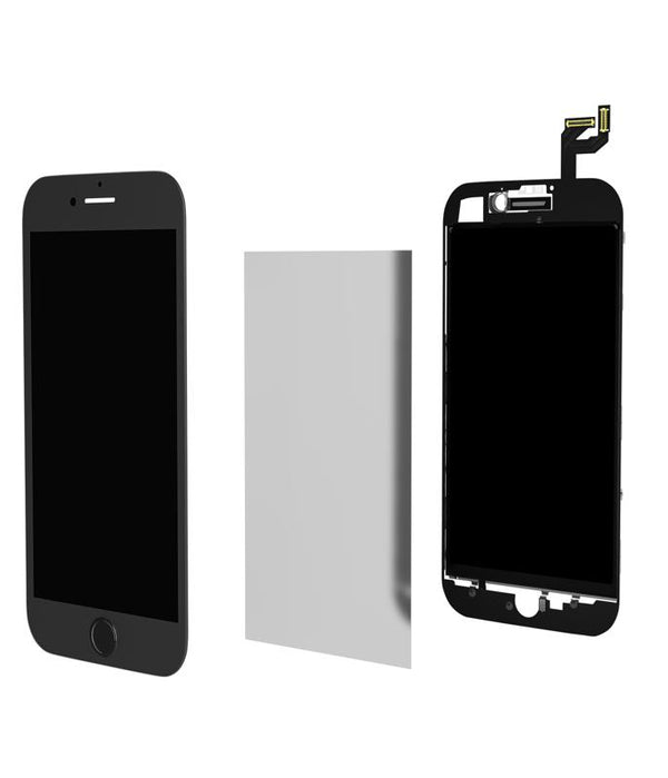 Cristal con marco y OCA pre-instalado para iPhone 6 (Negro) (Paquete de 2)