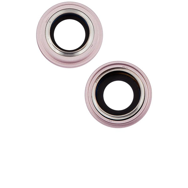 Lente de camara trasera con soporte y bisel para iPhone 15 / 15 Plus (Juego de 2 piezas) (Rosa)