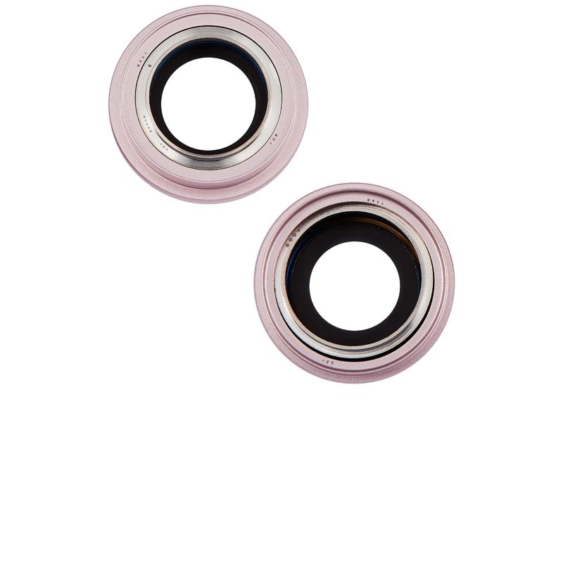 Lente de camara trasera con soporte y bisel para iPhone 15 / 15 Plus (Juego de 2 piezas) (Rosa)