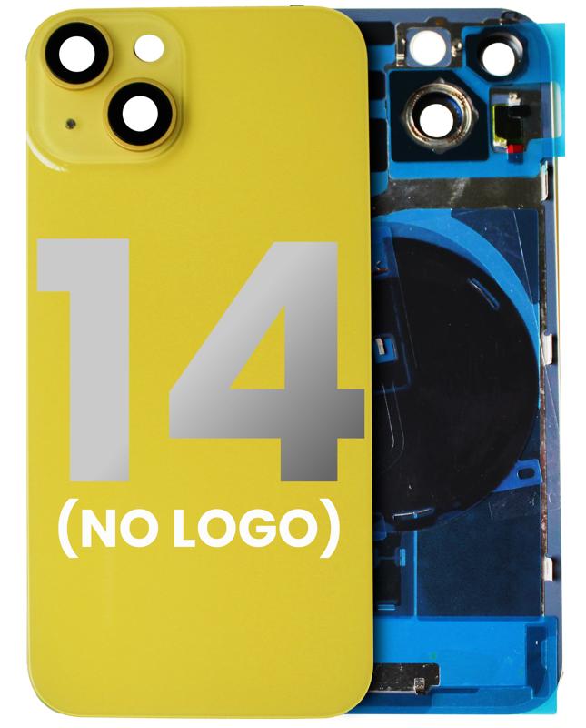 Tapa trasera con placa de acero, NFC inalambrico y iman MagSafe para iPhone 14 (Sin logo) (Amarillo)