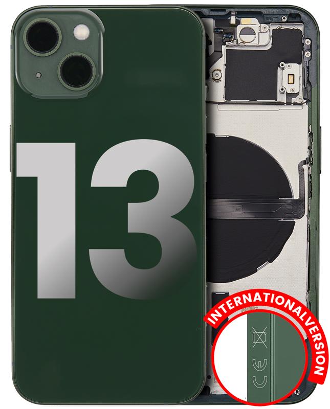 Tapa trasera para iPhone 13 con componentes pequenos pre-instalados (Version internacional) (Original usada: Grado A) (Verde)