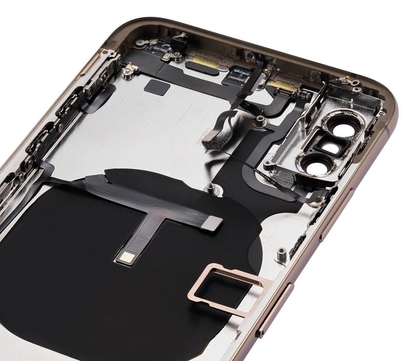 Tapa trasera para iPhone XS con componentes pequenos pre-instalados (Dorado)