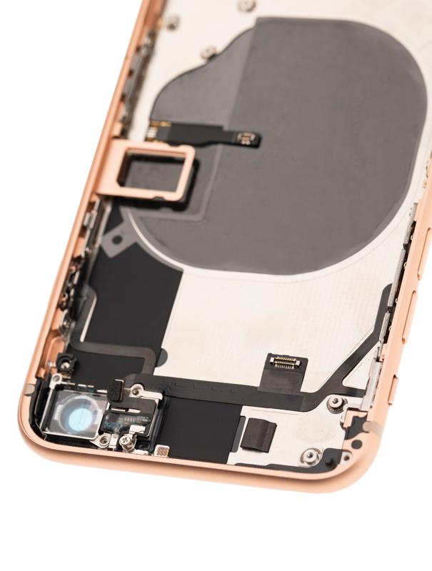 Tapa trasera para iPhone 8 con componentes pequeños pre-instalados (Usado, Original, Grado B) (Oro)