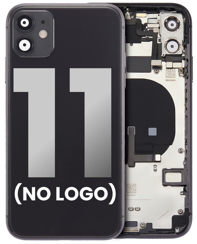 Tapa trasera para iPhone 11 con componentes pequenos pre-instalados (Negro)