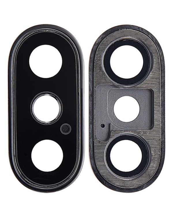 Lente de camara trasera con soporte y bisel para iPhone XS / XS Max en Gris Espacial (Paquete de 10)