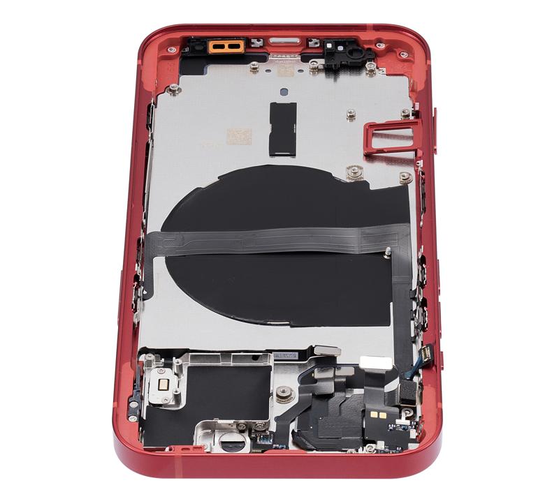 Tapa trasera con componentes pequenos pre-instalados para iPhone 13 (Version US) (Sin logo) (Rojo)