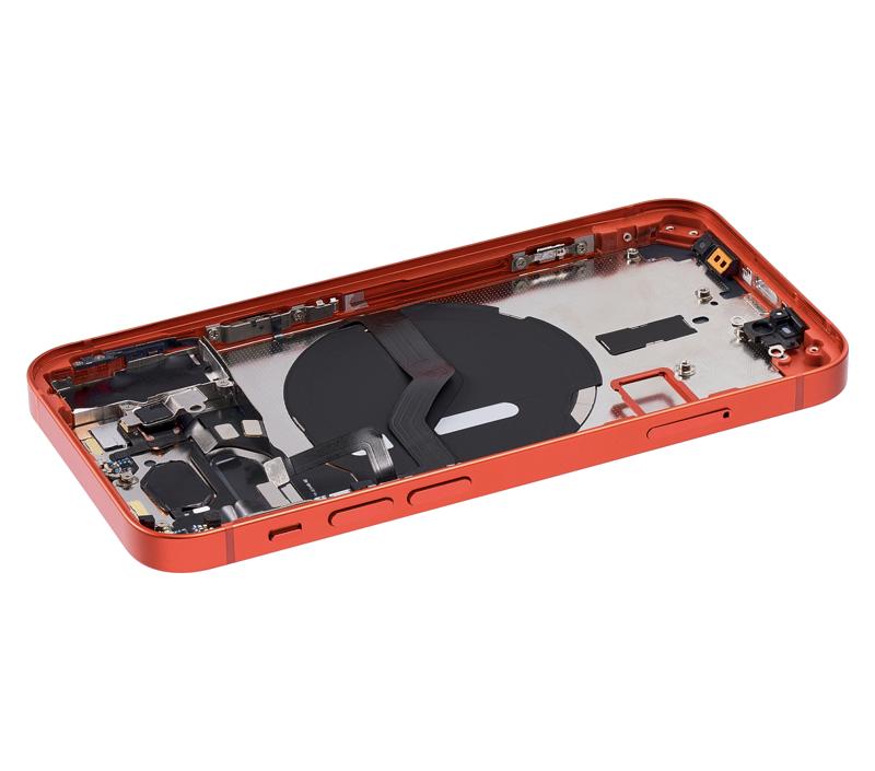 Tapa trasera para iPhone 12 Mini rojo con componentes pequeños pre-instalados
