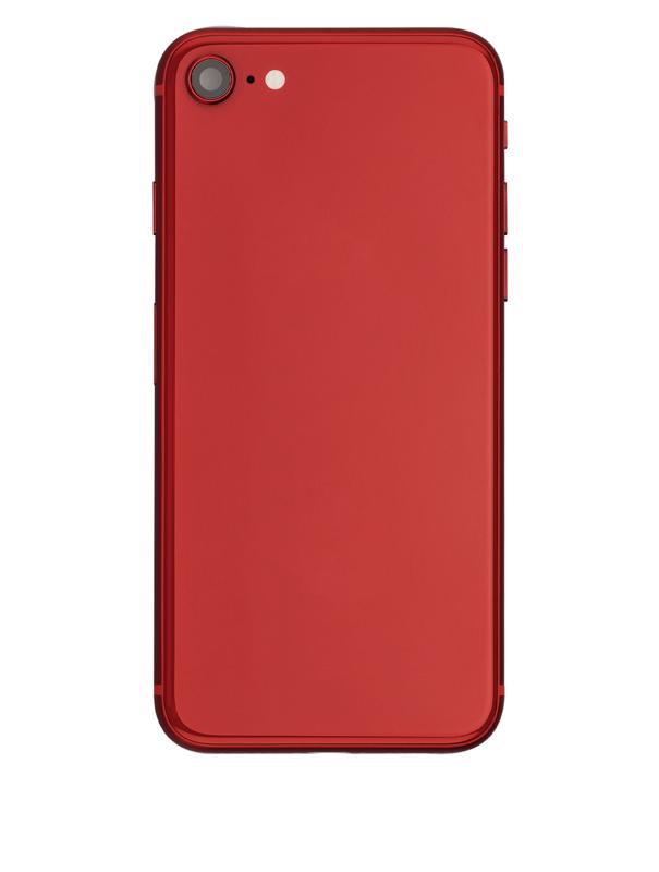 Tapa trasera con componentes pequenos pre-instalados para iPhone 8 (Sin logo) (Rojo)