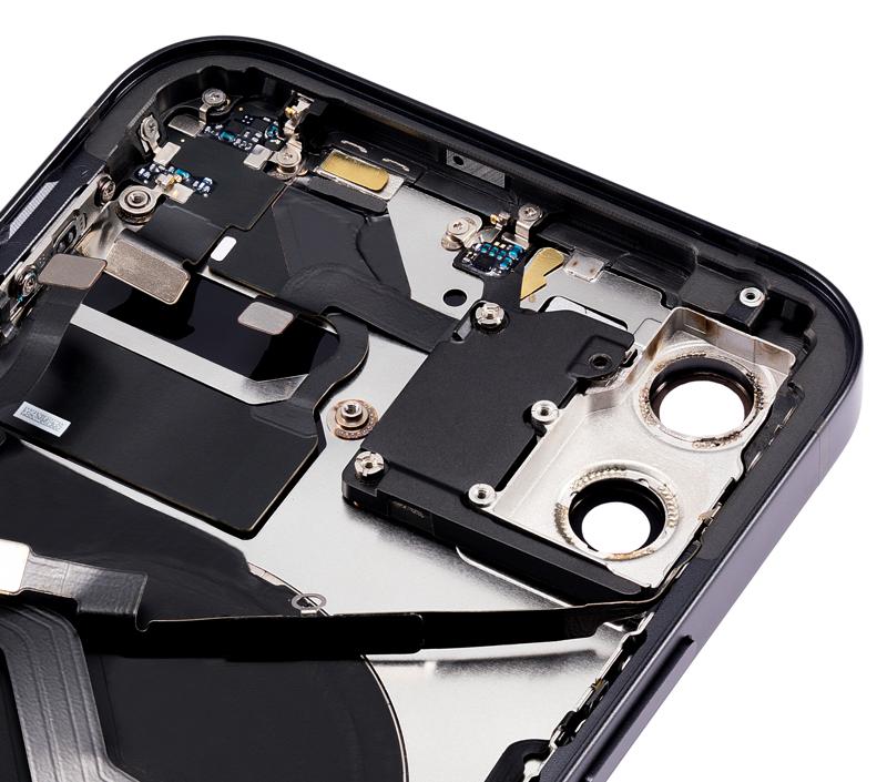 Tapa trasera para iPhone 12 con componentes pequeños pre-instalados (Versión EE.UU.) (Negro)