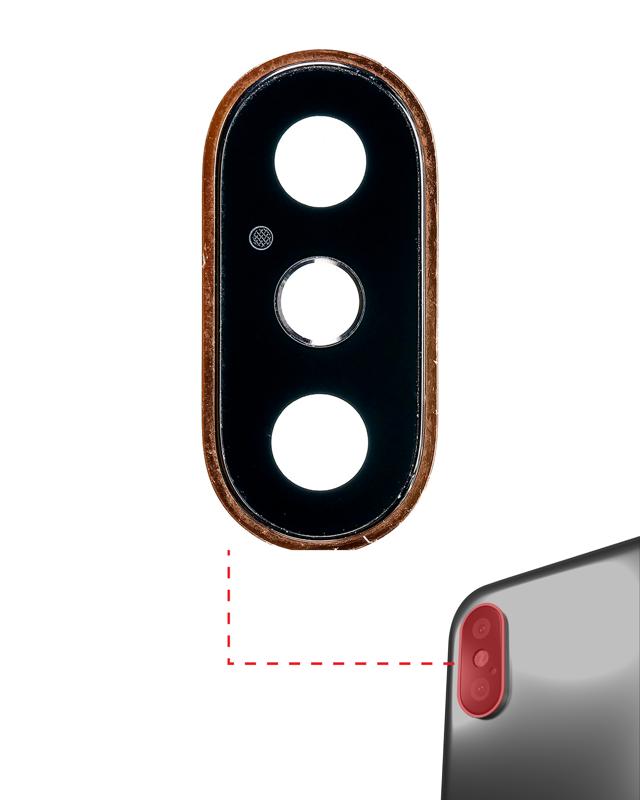 Lente de camara trasera con soporte y bisel para iPhone XS / XS Max (Dorado) (Zafiro real premium)