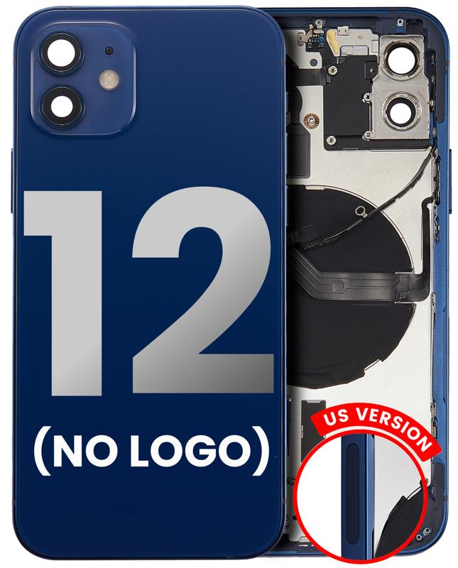 Tapa trasera con componentes pequenos pre-instalados para iPhone 12 (Version US) (Sin logo) (Azul)