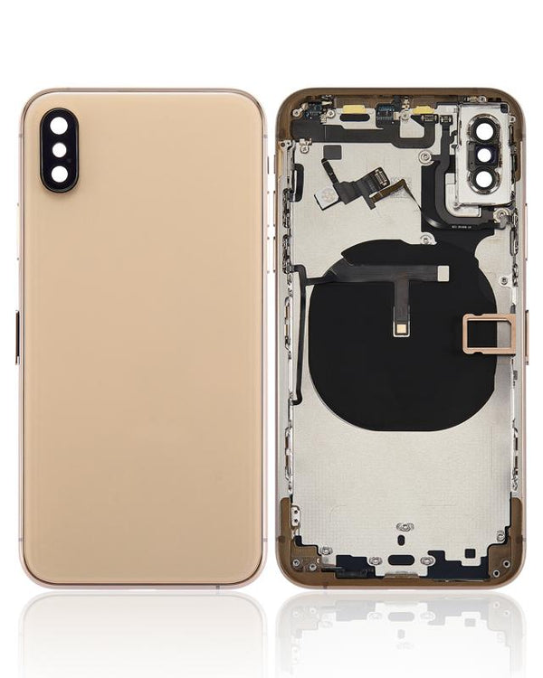 Tapa trasera para iPhone XS con componentes pequenos pre-instalados (Dorado)
