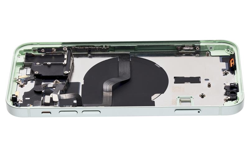 Tapa trasera para iPhone 12 con componentes pequenos pre-instalados (Version internacional, Verde)