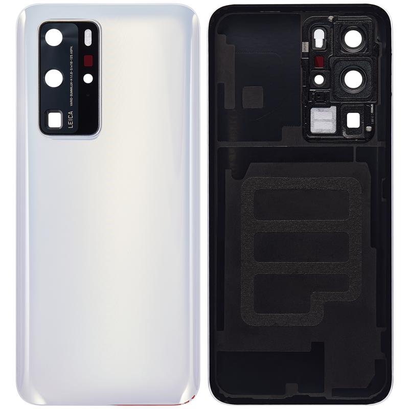 Tapa trasera con lente de camara para Huawei P40 Pro (Blanco Hielo)