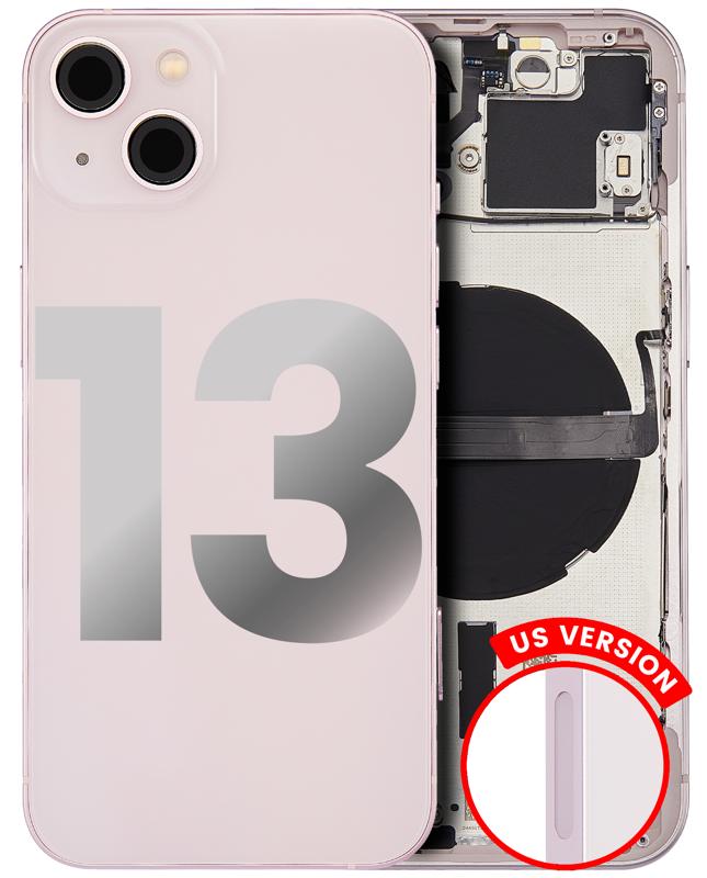 Tapa trasera con componentes pequeños pre-instalados para iPhone 13 (Versión EE. UU.) (Rosa)