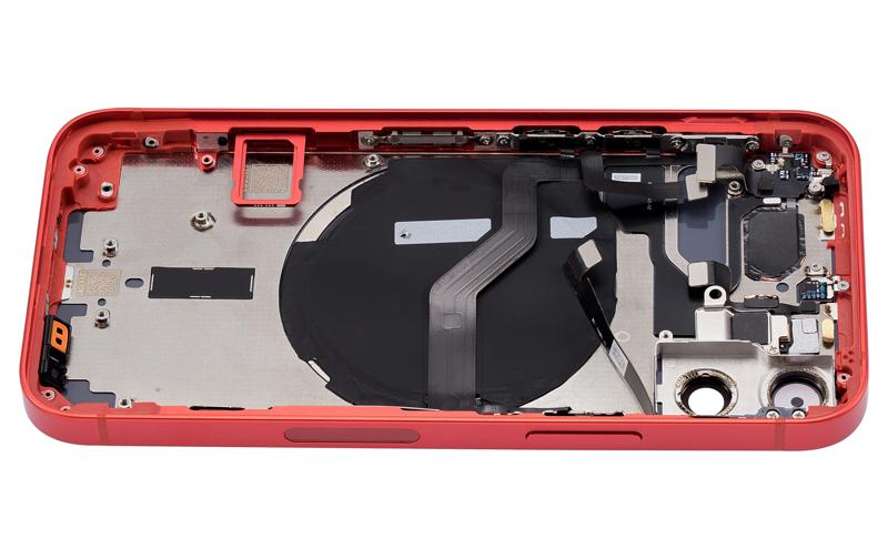 Tapa trasera con componentes pequeños pre-instalados para iPhone 12 Mini (Versión US) (Sin Logo) (Rojo)