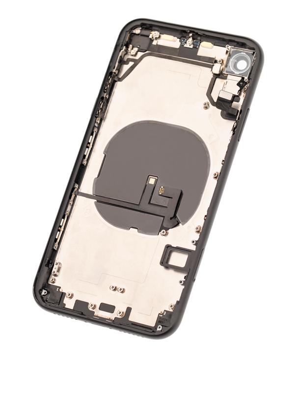 Tapa trasera con componentes pequeños pre-instalados para iPhone XR (Negro)
