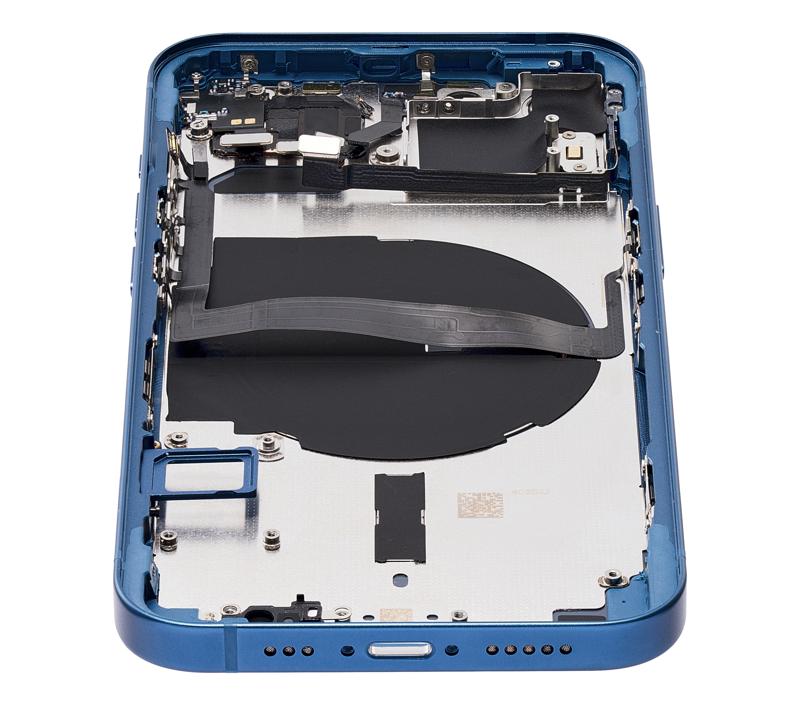 Tapa trasera para iPhone 13 con componentes pequenos pre-instalados (Sin logo) Azul
