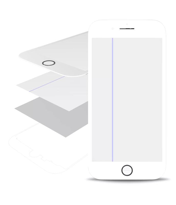 Cristal con marco / OCA / Polarizador pre-instalado para iPhone 8 Plus (Blanco)