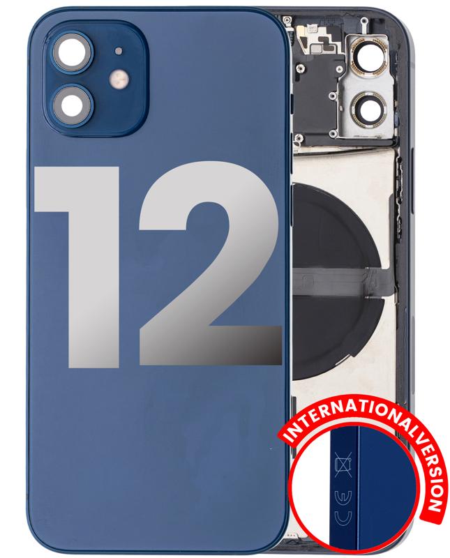 Tapa trasera para iPhone 12 con componentes pequenos pre-instalados (Version internacional) (Usada, original, Grado C) (Azul)