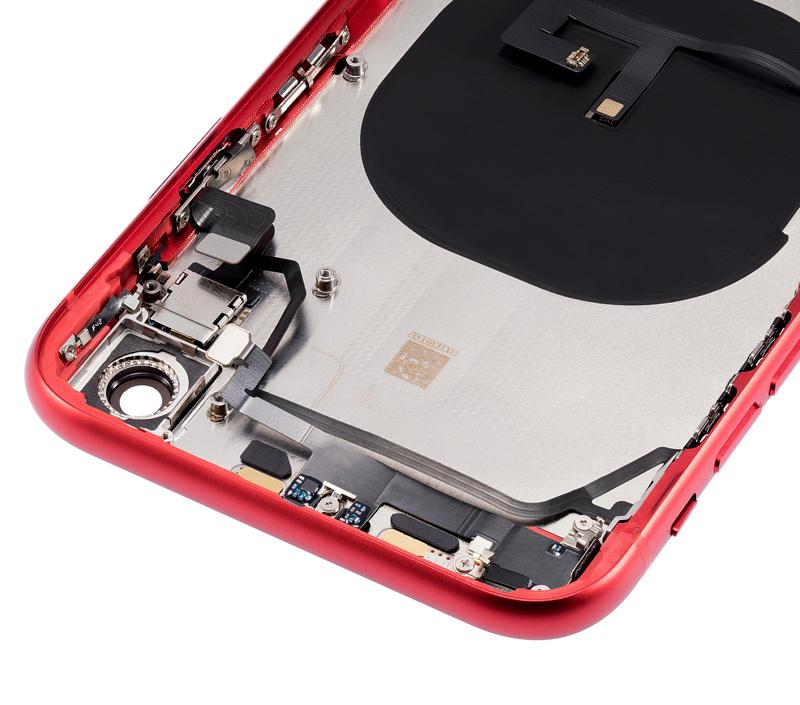 Tapa trasera para iPhone XR con componentes pequenos pre-instalados (Sin logo) (Rojo)