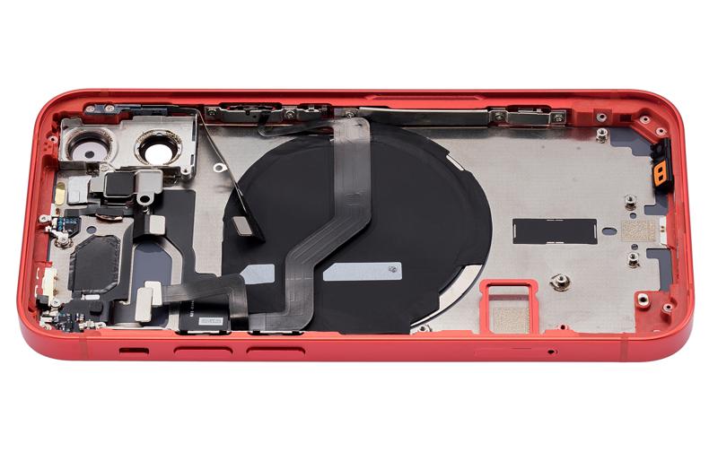 Tapa trasera con componentes pequeños pre-instalados para iPhone 12 Mini (Versión US) (Sin Logo) (Rojo)