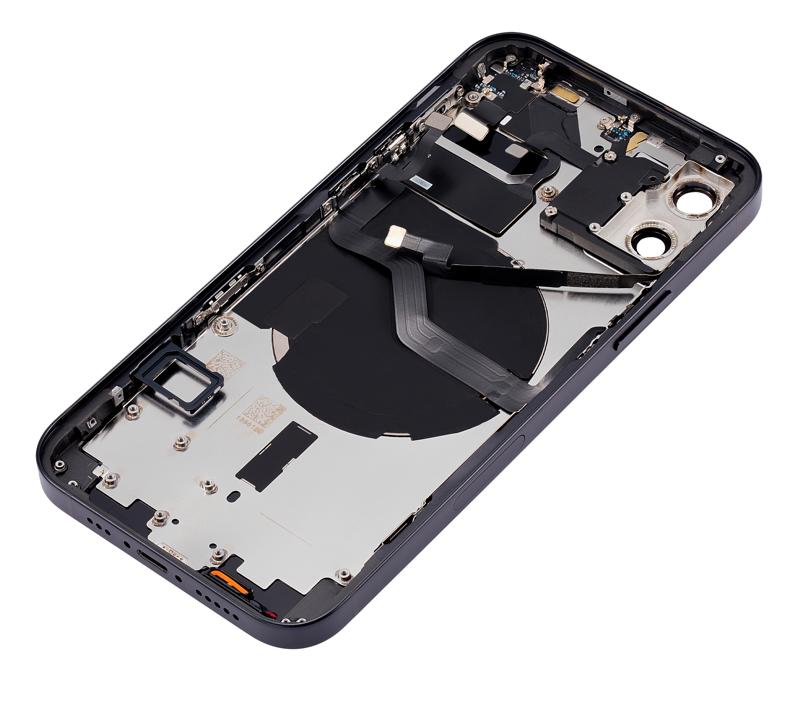 Tapa trasera para iPhone 12 con componentes pequeños pre-instalados (Versión EE.UU.) (Negro)
