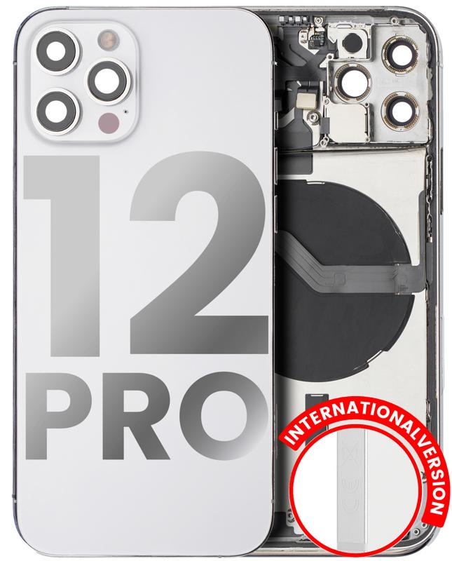 Tapa trasera para iPhone 12 Pro con componentes pequenos pre-instalados (Version Internacional) (Plata)