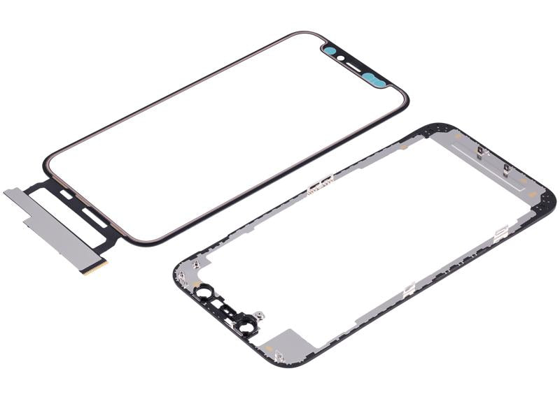 4 en 1 con marco incluido (Cristal frontal + OCA + Touch corto + OCA preinstalado) para iPhone 12 Mini