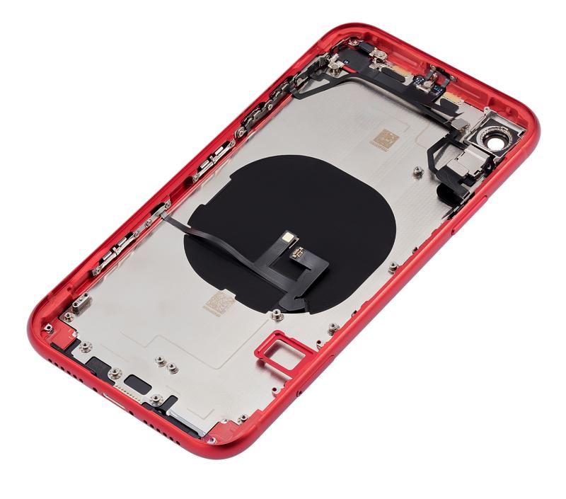 Tapa trasera para iPhone XR con componentes pequenos pre-instalados (Sin logo) (Rojo)