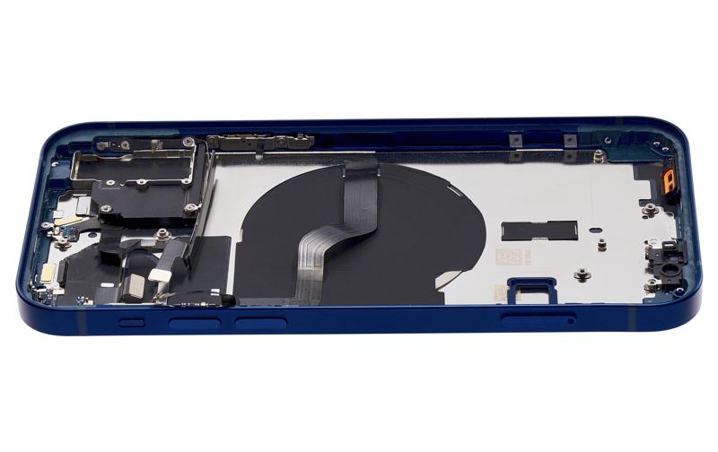 Tapa trasera con componentes pequenos pre-instalados para iPhone 12 Azul